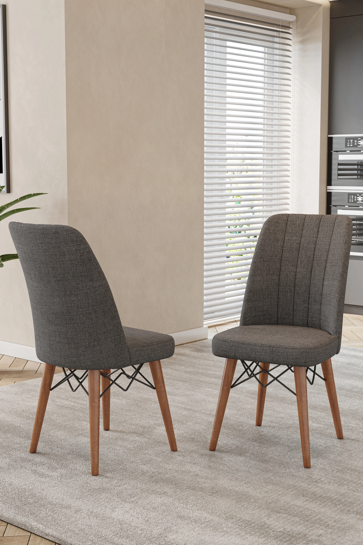 80x170CM Mutfak Masası Takımı | 4 Kişilik Açılır Masa Sandalye Takımı - Beyaz Masa - Antrasit-2