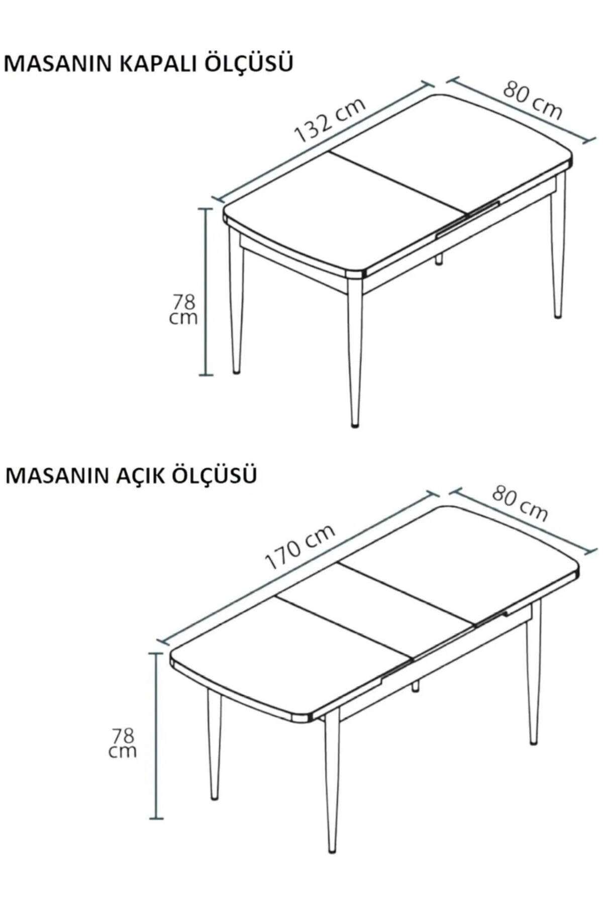80x170CM Mutfak Masası Takımı | 4 Kişilik Açılır Masa Sandalye Takımı - Ceviz Masa - Antrasit-3