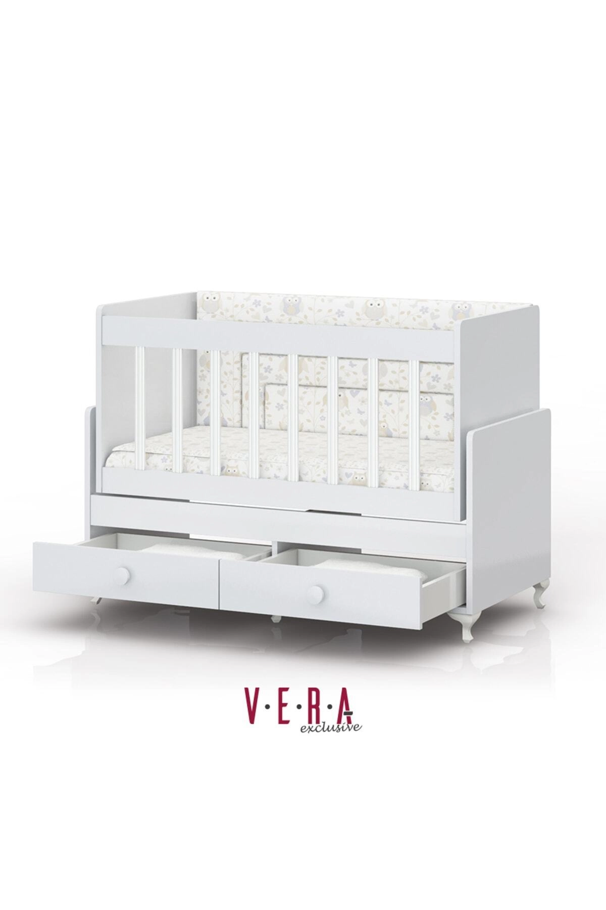 Anne Yanı Sallanır Bebek Beşiği, Gri Uyku Setli, Yataklı, Çekmeceli 60 X 120-1