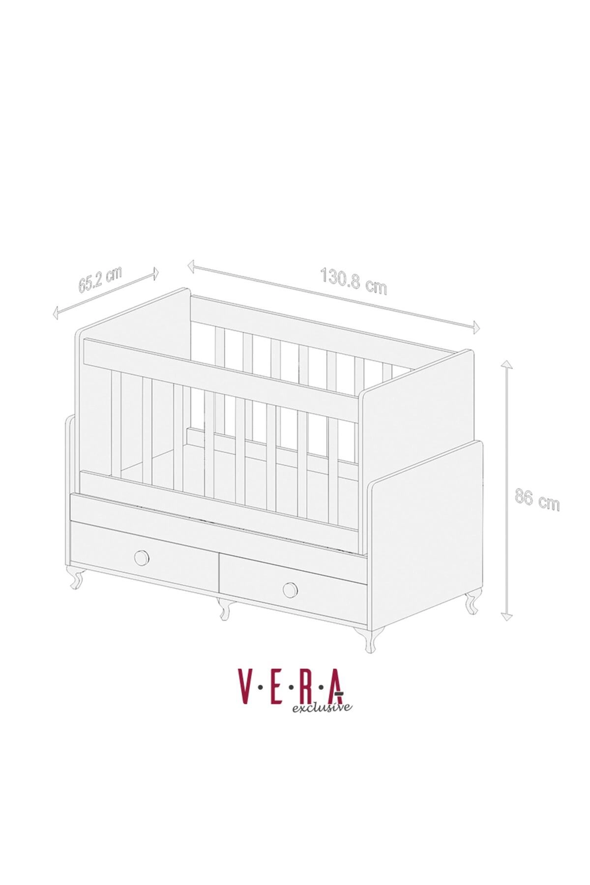 Anne Yanı Sallanır Bebek Beşiği, Gri Uyku Setli, Yataklı, Çekmeceli 60 X 120-2