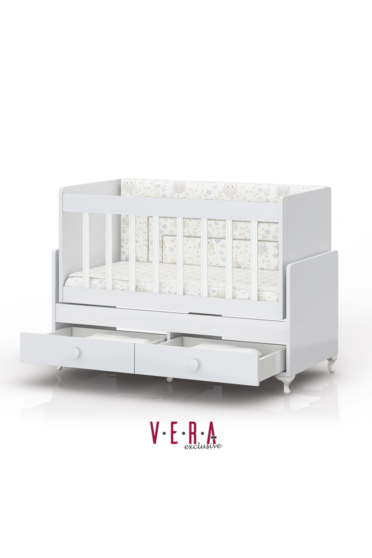 Anne Yanı Sallanır Bebek Beşiği, Mavi Uyku Setli, Yataklı, Çekmeceli 60 x 120-2