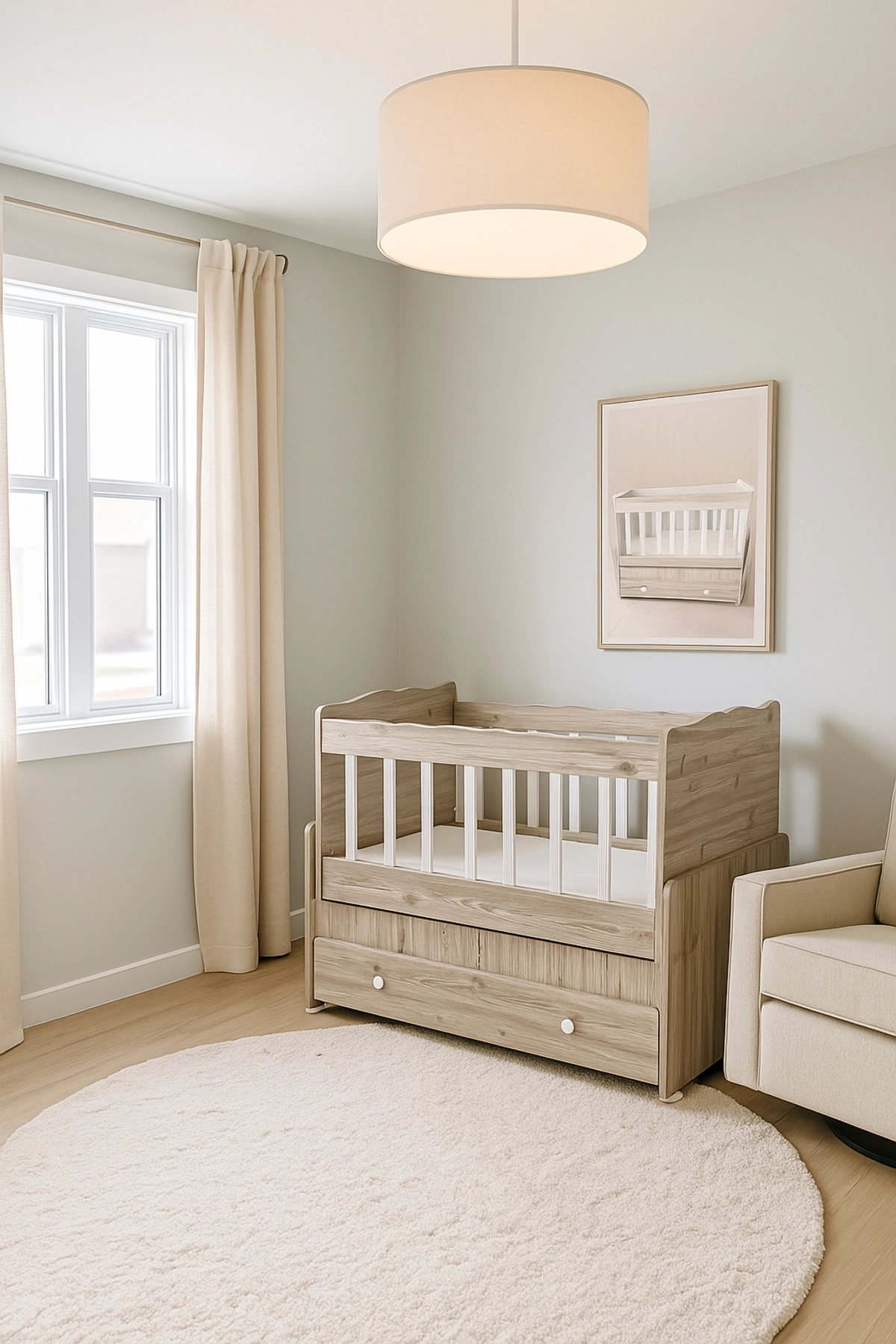 Çekmeceli Sallanır Anne Yanı Bebek Beşiği 50 x 100-3
