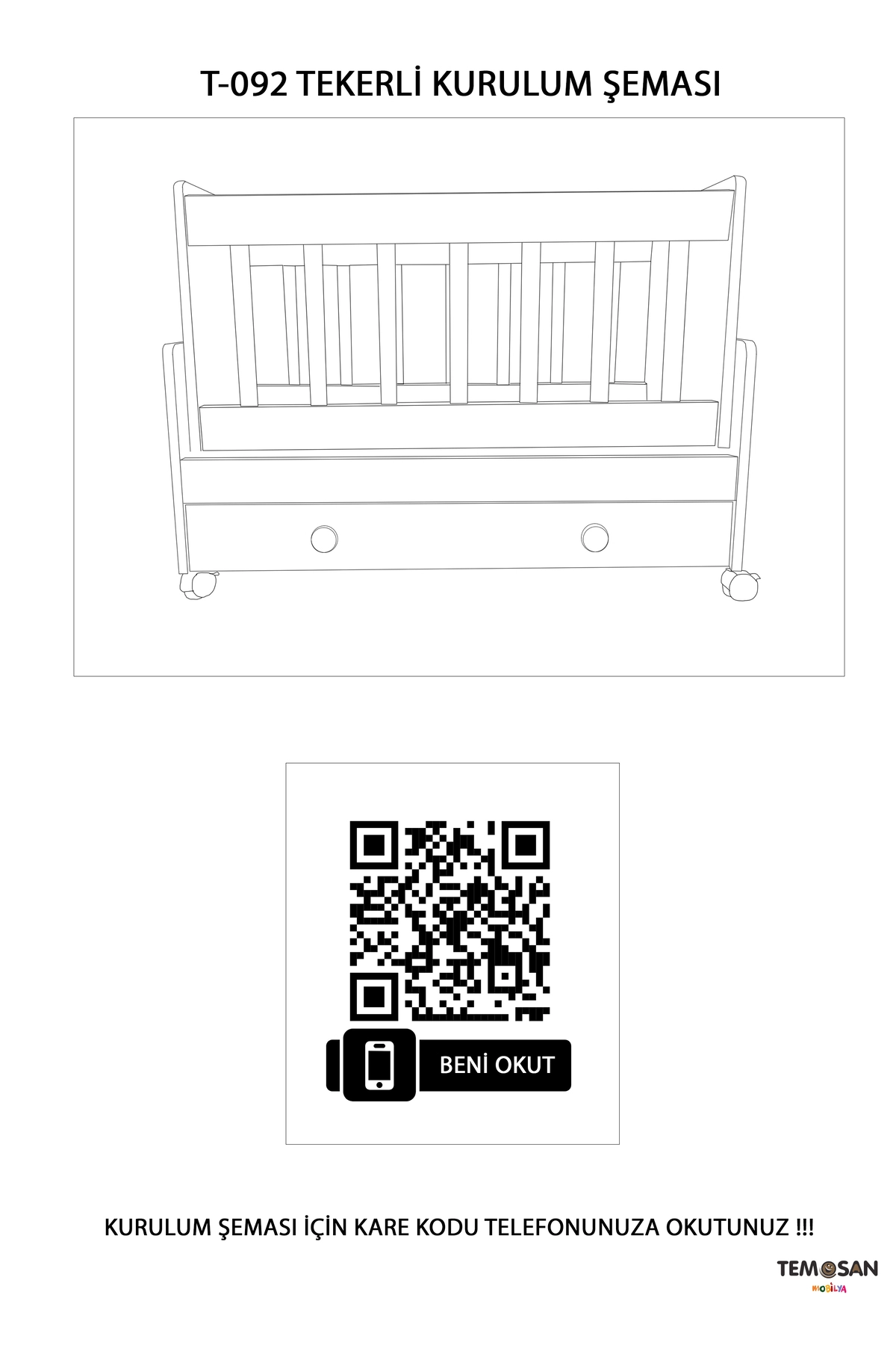 Çekmeceli Sallanır Anne Yanı Bebek Odası Takımı Beşik 50 x 100 Gardırop 120 X 174 X 45-6