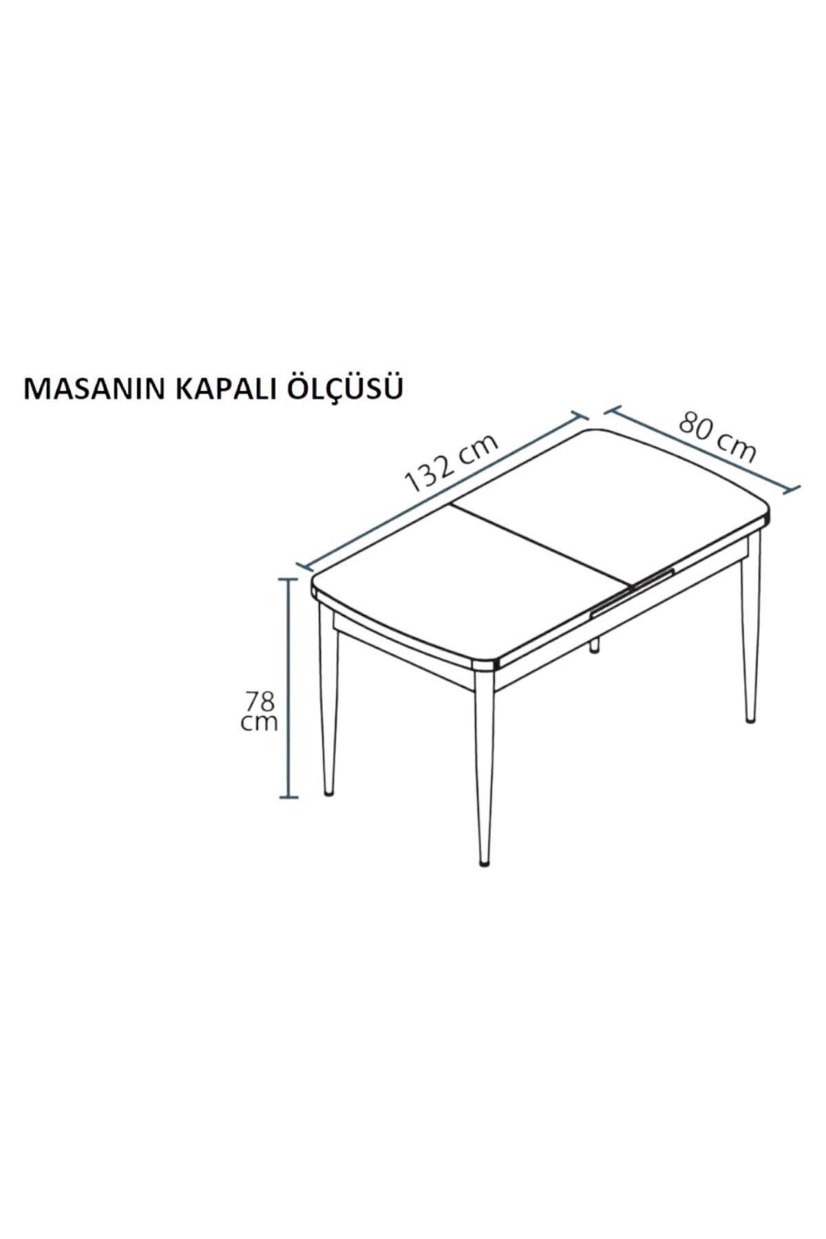 Luna Ceviz 80 x 132 Açılabilen MDF Masa Siyah Metal Ayaklı Mutfak Masası 6 Kot Desen Füme Sandalye-2