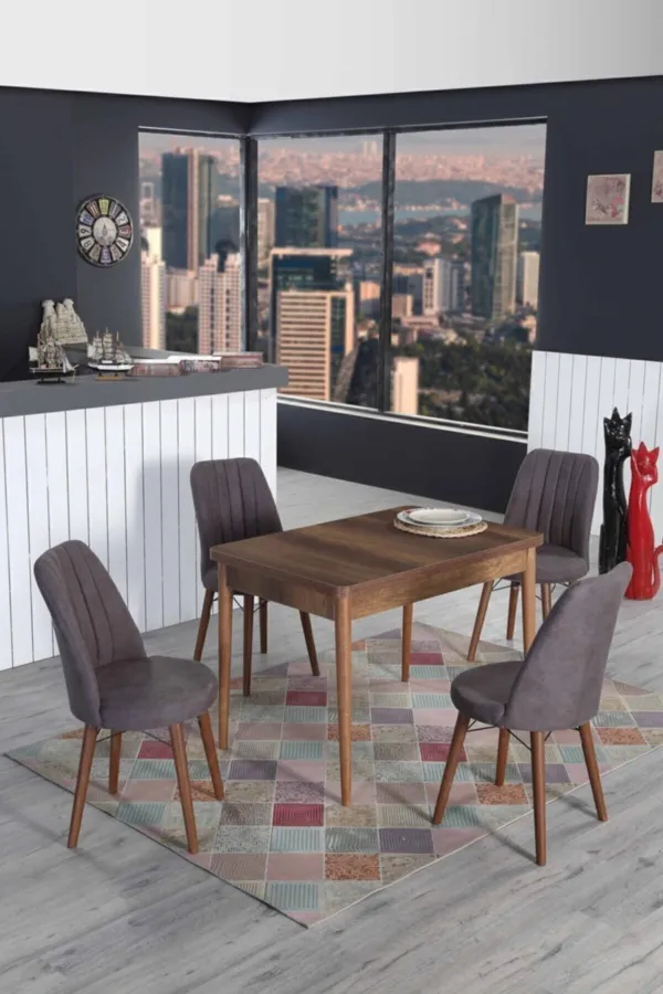 4 Kişilik Sabit Masa Sandalye Takımı Mutfak Masası 70x110 Masa Takımı