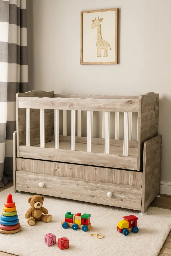 Çekmeceli Sallanır Anne Yanı Bebek Beşiği 50 x 100