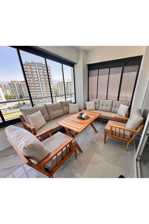 Masif ahşap bahçe balkon takımı