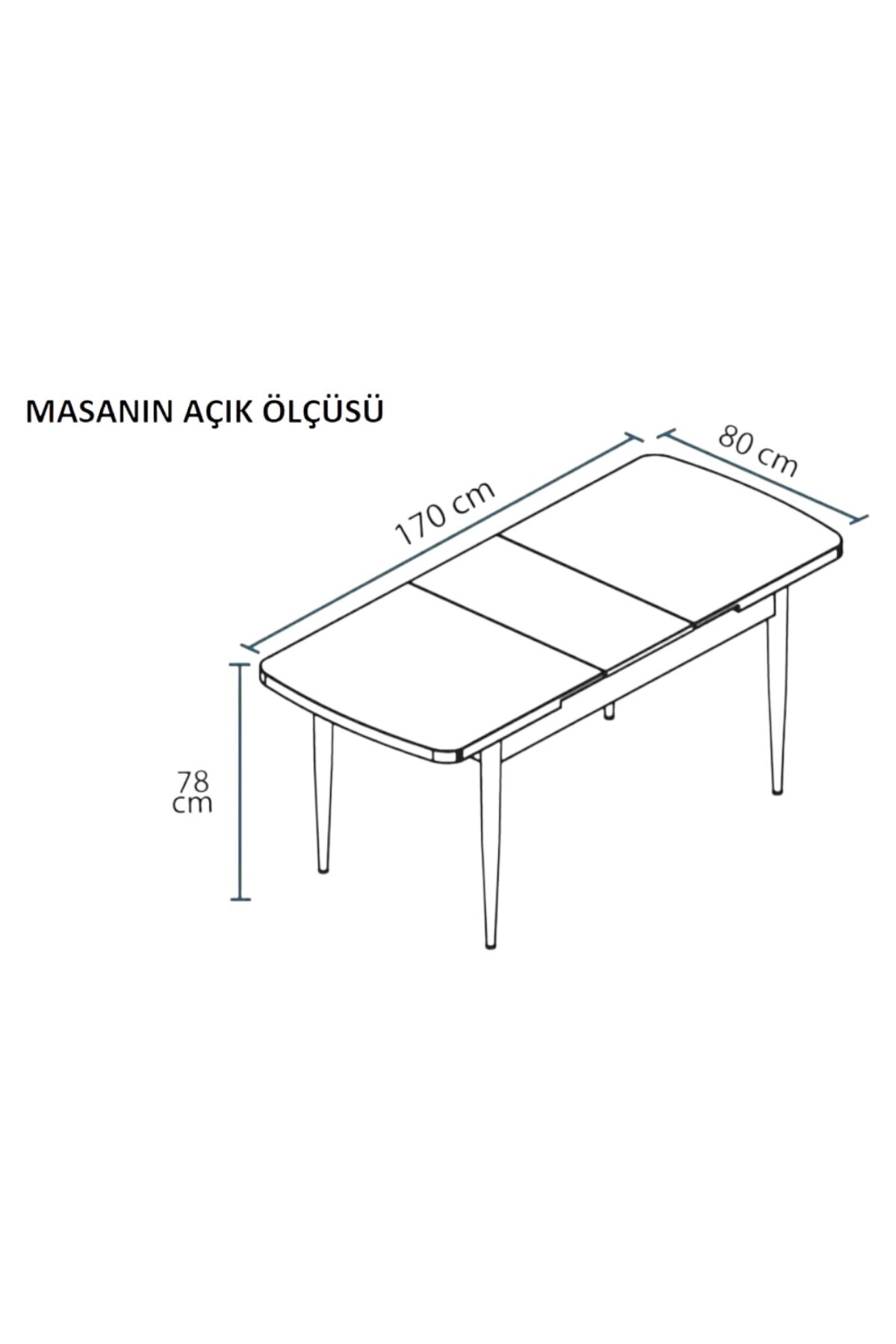 Sonata Ceviz 80 x 132 Açılabilen MDF Masa Siyah Metal Ayaklı Mutfak Masası 6 Siyah Sandalye-2