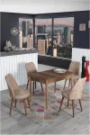 4 Kişilik Sabit Masa Sandalye Takımı 70x110 Cm Mutfak Masası Takımı Yemek Masası Masa Takımı-1