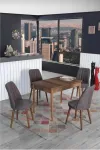 4 Kişilik Sabit Masa Sandalye Takımı 70x110 Cm Mutfak Masası Takımı Yemek Masası Masa Takımı-1