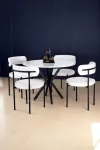 4 Sandalye 1 Adet 90 Cm Çap Masa Teddy Pufuduk Kumaş Salon Mutfak Balkon-0