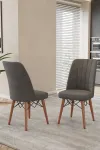 80x170CM Mutfak Masası Takımı | 4 Kişilik Açılır Masa Sandalye Takımı - Ceviz Masa - Antrasit-2