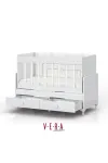 Anne Yanı Sallanır Bebek Beşiği, Gri Uyku Setli, Yataklı, Çekmeceli 60 X 120-1