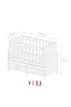 Anne Yanı Sallanır Bebek Beşiği, Gri Uyku Setli, Yataklı, Çekmeceli 60 X 120-2