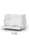Anne Yanı Sallanır Bebek Beşiği, Mavi Uyku Setli, Yataklı, Çekmeceli 60 x 120-2