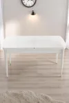 Monera Beyaz 80 x 132 Açılabilen MDF Masa Metal Ayaklı Mutfak Masası Takımı 4 Gri Sandalye-2