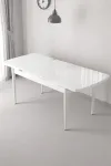 Monera Beyaz 80 x 132 Açılabilen MDF Masa Metal Ayaklı Mutfak Masası Takımı 4 Siyah Sandalye-1