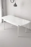 Monera Beyaz 80 x 132 Açılabilen Sunta Masa Metal Ayaklı Mutfak Masası Takımı 4 Gri Sandalye-1