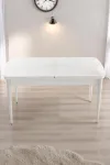 Monera Beyaz 80 x 132 Açılabilen Sunta Masa Metal Ayaklı Mutfak Masası Takımı 4 Gri Sandalye-2