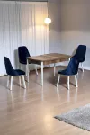Monera Ceviz 80 x 132 Açılabilen MDF Masa Metal Ayaklı Mutfak Masası Takımı Antrasit Sandalye