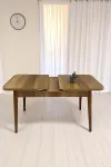 Monera Ceviz 80 x 132 Açılabilen MDF Masa Metal Ayaklı Mutfak Masası Takımı Antrasit Sandalye-4