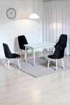 Still Beyaz MDF 70x110 Sabit Mutfak Masası Takımı Beyaz Metal Ayak 4 Siyah Sandalye-0